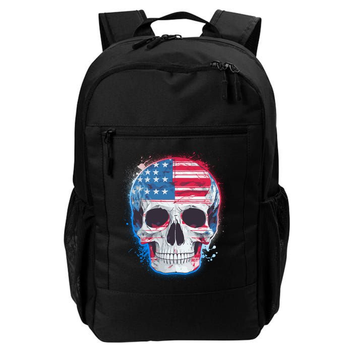 Grunge Paint USA American Flag Smiling Skull Backpack