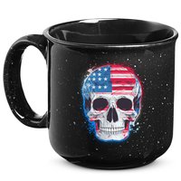 Grunge Paint USA American Flag Smiling Skull 15oz Campfire Ceramic Mug