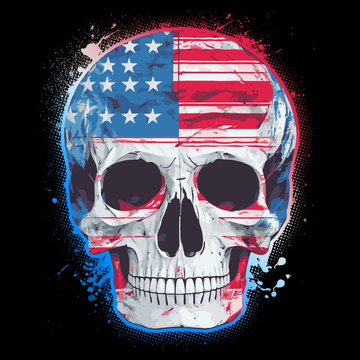 Grunge Paint USA American Flag Smiling Skull 16 in Basic Backpack