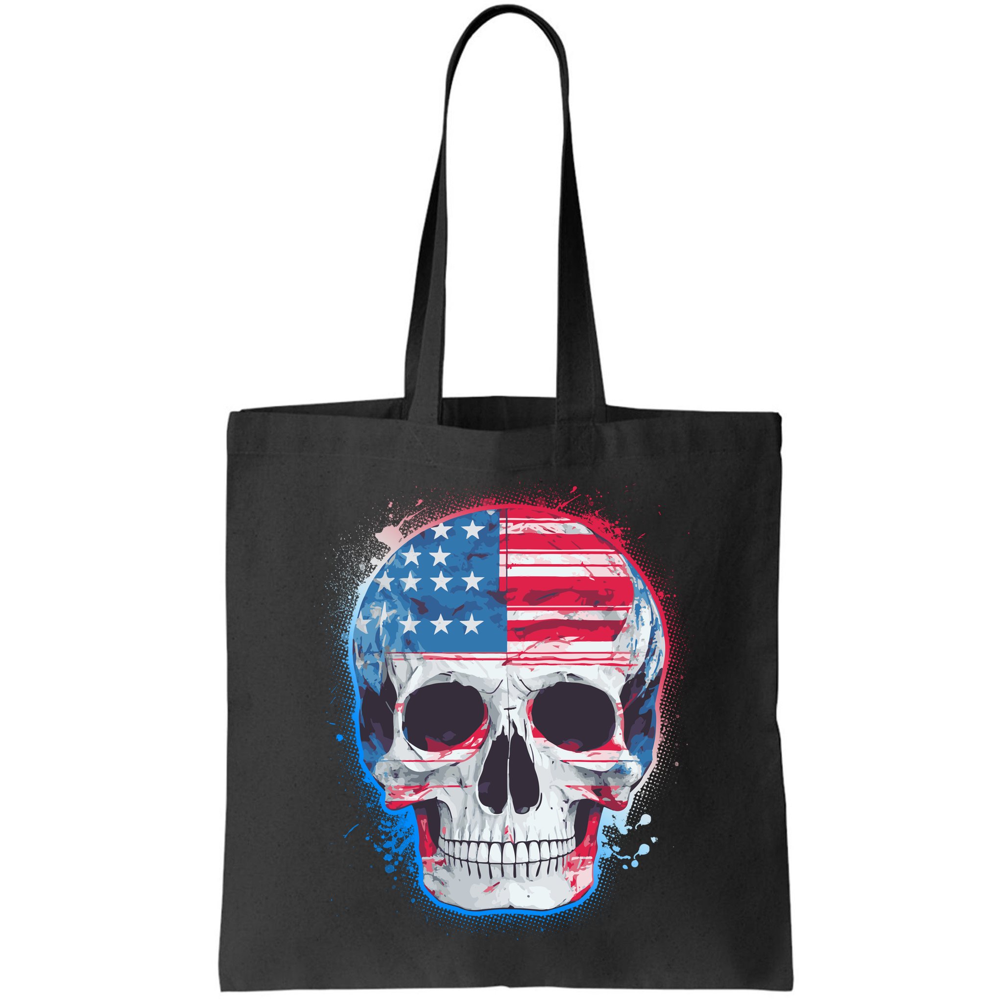 Grunge Paint USA American Flag Smiling Skull Bag