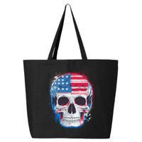 Grunge Paint USA American Flag Smiling Skull 25L Jumbo Tote