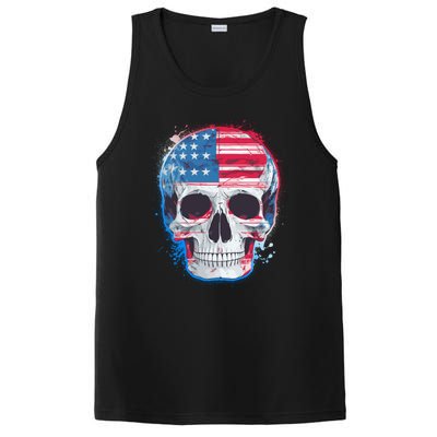 Grunge Paint USA American Flag Smiling Skull PosiCharge Competitor Tank