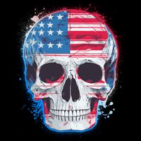 Grunge Paint USA American Flag Smiling Skull Wool Snapback Cap
