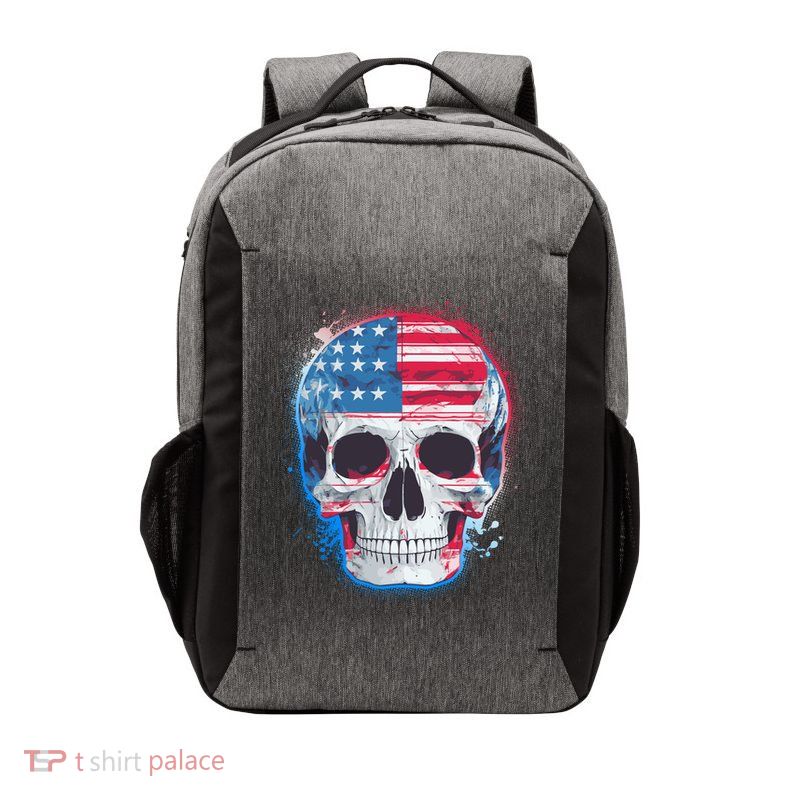 Grunge Paint USA American Flag Smiling Skull Vector Backpack
