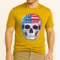 Grunge Paint USA American Flag Smiling Skull Performance Shirt
