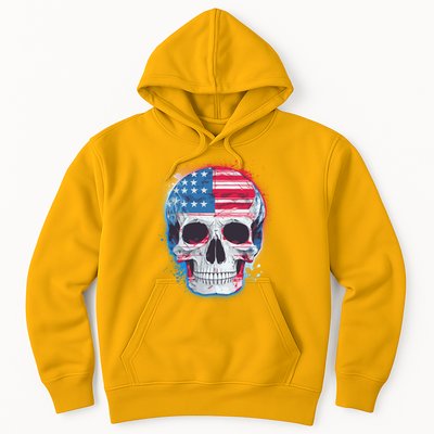 Grunge Paint USA American Flag Smiling Skull Hoodie