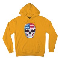 Grunge Paint USA American Flag Smiling Skull Hoodie