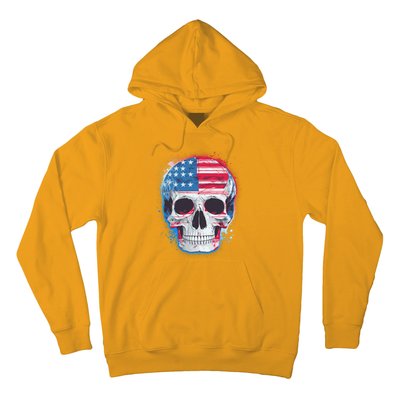 Grunge Paint USA American Flag Smiling Skull Hoodie