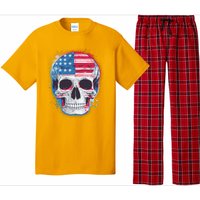 Grunge Paint USA American Flag Smiling Skull Pajama Set