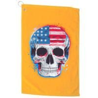 Grunge Paint USA American Flag Smiling Skull Golf Towel