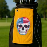 Grunge Paint USA American Flag Smiling Skull Golf Towel