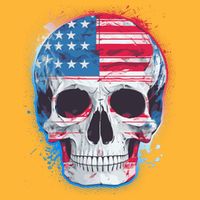 Grunge Paint USA American Flag Smiling Skull Golf Towel