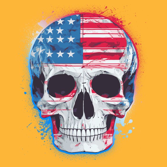 Grunge Paint USA American Flag Smiling Skull Golf Towel