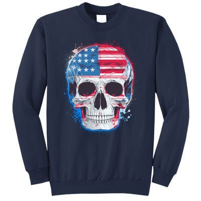 Grunge Paint USA American Flag Smiling Skull Sweatshirt