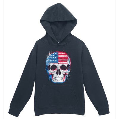 Grunge Paint USA American Flag Smiling Skull Urban Pullover Hoodie