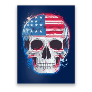 Grunge Paint USA American Flag Smiling Skull Poster