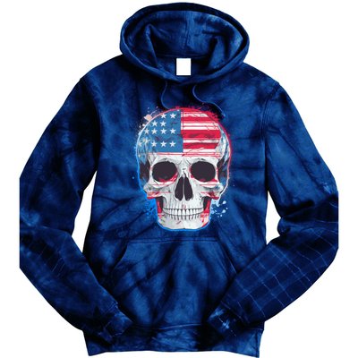 Grunge Paint USA American Flag Smiling Skull Tie Dye Hoodie