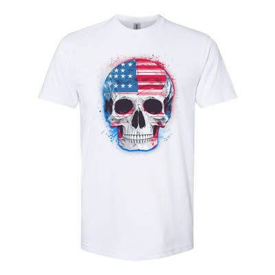 Grunge Paint USA American Flag Smiling Skull Softstyle CVC T-Shirt