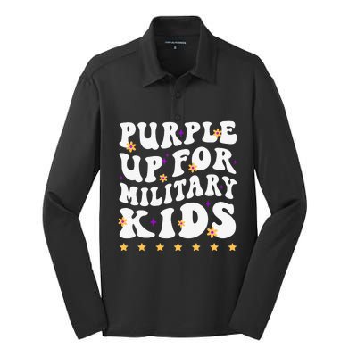 Groovy Purple Up For Military Military Child Month Silk Touch Performance Long Sleeve Polo