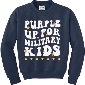 Groovy Purple Up For Military Military Child Month Kids Sweatshirt