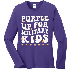 Groovy Purple Up For Military Military Child Month Ladies Long Sleeve Shirt