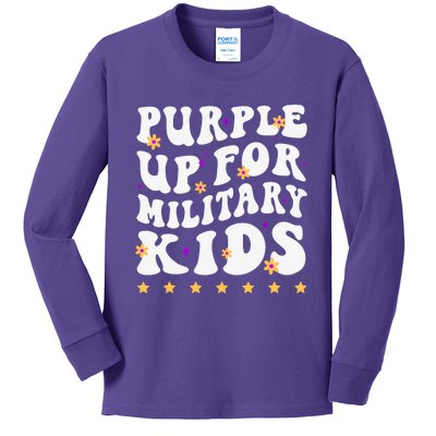 Groovy Purple Up For Military Military Child Month Kids Long Sleeve Shirt