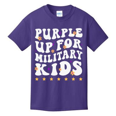 Groovy Purple Up For Military Military Child Month Kids T-Shirt