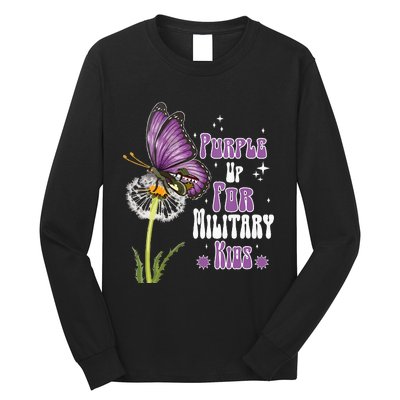 Groovy Purple Up For Military Dandelion Flower Long Sleeve Shirt