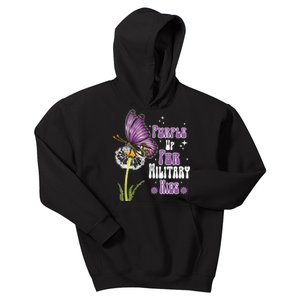 Groovy Purple Up For Military Dandelion Flower Kids Hoodie