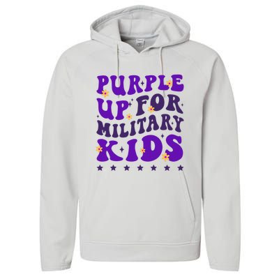 Groovy Purple Up For Military Child Month Performance Fleece Hoodie