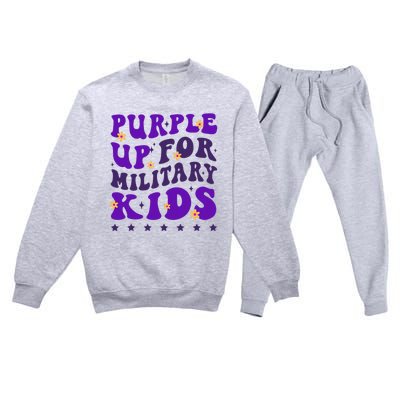 Groovy Purple Up For Military Child Month Premium Crewneck Sweatsuit Set