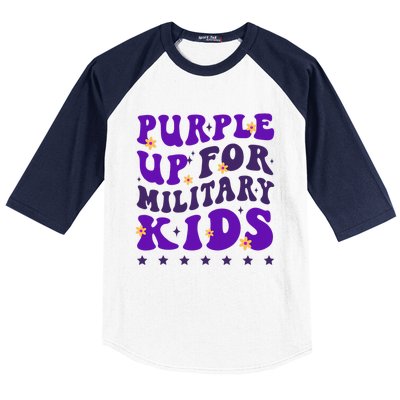 Groovy Purple Up For Military Child Month Baseball Sleeve Shirt