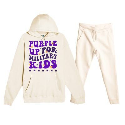 Groovy Purple Up For Military Child Month Premium Hooded Sweatsuit Set