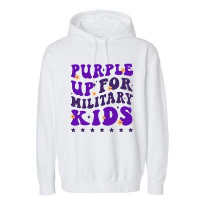 Groovy Purple Up For Military Child Month Garment-Dyed Fleece Hoodie