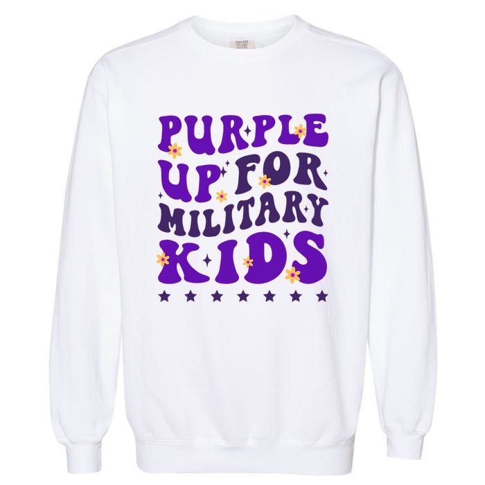 Groovy Purple Up For Military Child Month Garment-Dyed Sweatshirt