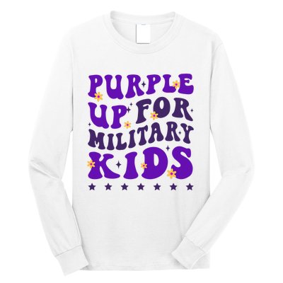 Groovy Purple Up For Military Child Month Long Sleeve Shirt