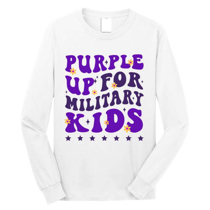 Groovy Purple Up For Military Child Month Long Sleeve Shirt