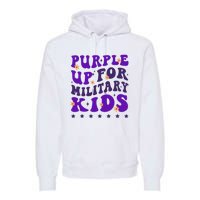 Groovy Purple Up For Military Child Month Premium Hoodie