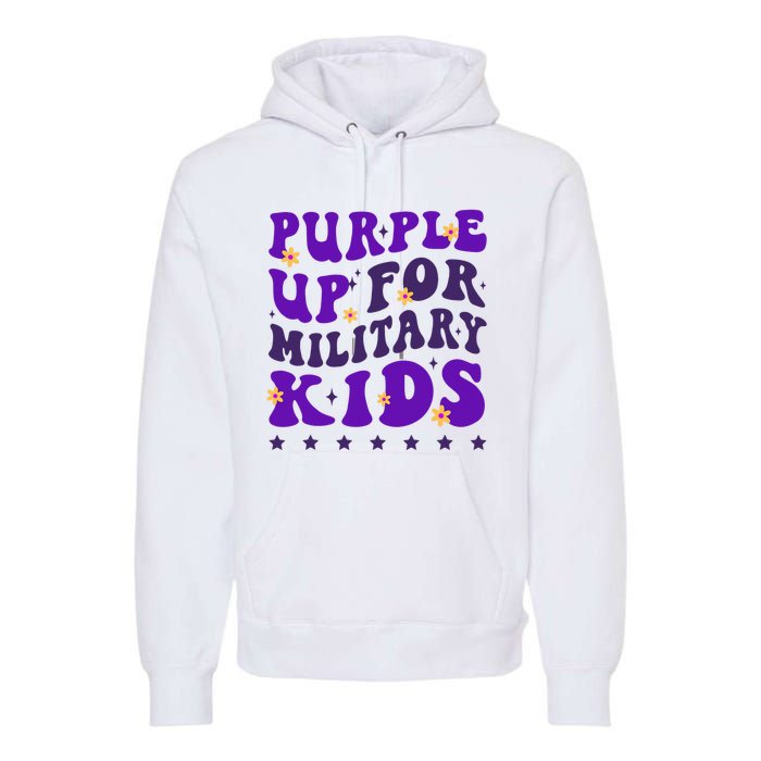 Groovy Purple Up For Military Child Month Premium Hoodie