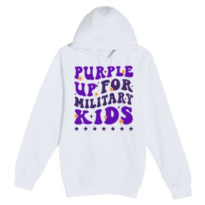 Groovy Purple Up For Military Child Month Premium Pullover Hoodie