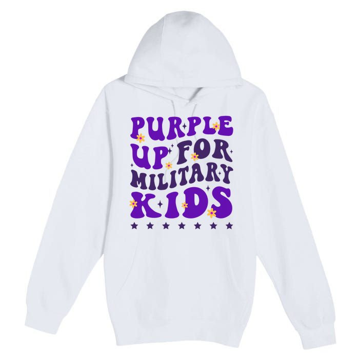 Groovy Purple Up For Military Child Month Premium Pullover Hoodie