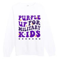 Groovy Purple Up For Military Child Month Premium Crewneck Sweatshirt