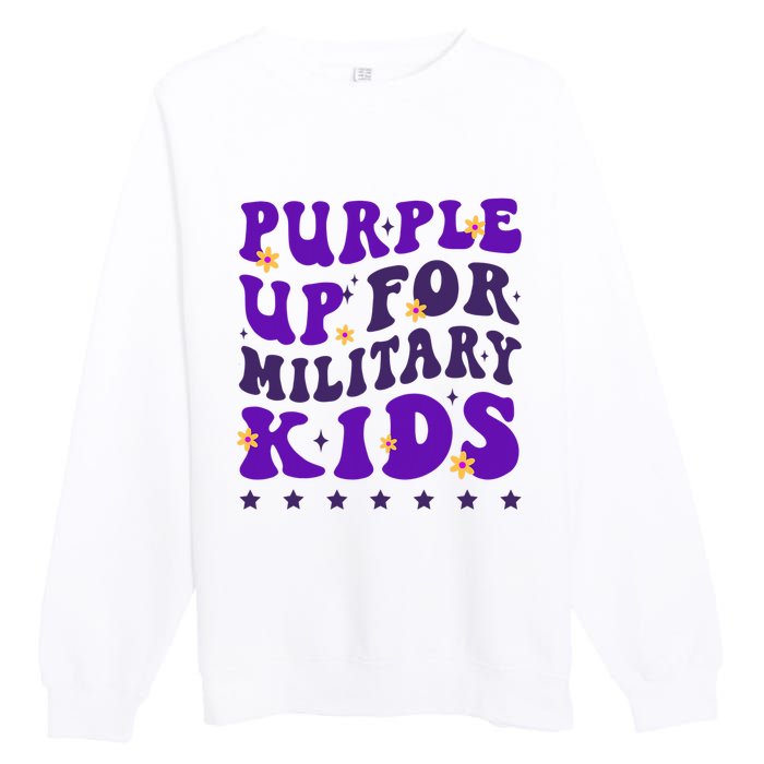 Groovy Purple Up For Military Child Month Premium Crewneck Sweatshirt