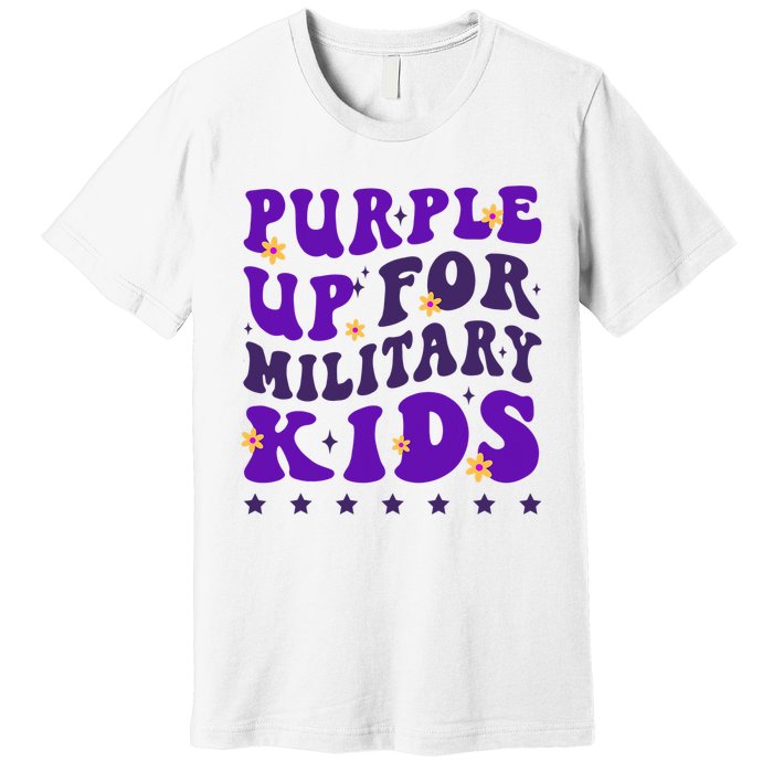 Groovy Purple Up For Military Child Month Premium T-Shirt