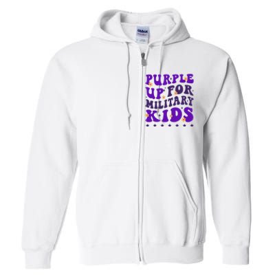 Groovy Purple Up For Military Child Month Full Zip Hoodie