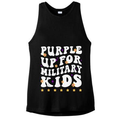 Groovy Purple Up For Military Kid Military Child Month Ladies PosiCharge Tri-Blend Wicking Tank