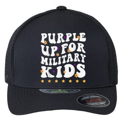 Groovy Purple Up For Military Kid Military Child Month Flexfit Unipanel Trucker Cap