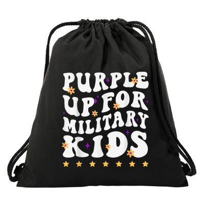 Groovy Purple Up For Military Kid Military Child Month Drawstring Bag