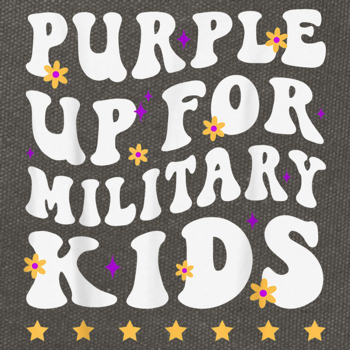 Groovy Purple Up For Military Kid Military Child Month Cotton Canvas Backpack
