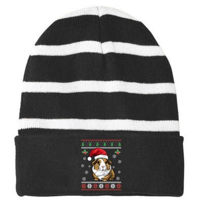 Guinea Pig Ugly Christmas Funny Gift Xmas Striped Beanie with Solid Band